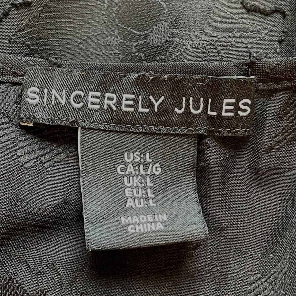 Sincerely Jules Black Floral Sheer Peplum Top - Picture 9 of 10